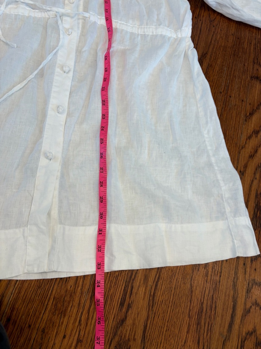 J Jill Linen White Button-Up Drawstring Tunic - women’s large - Picture 8 of 8
